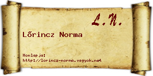Lőrincz Norma névjegykártya